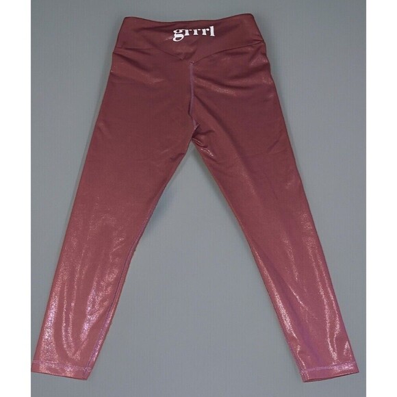 GRRRL Leggings (Small/Medium) (4-6) Metallic Purple/Pink Iridescent Print Gym - Picture 1 of 8